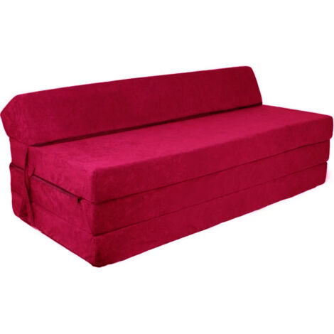 Colchón plegable con almohada - Funda lavable - 200 cm x 120 cm x 10 cm - burdeos