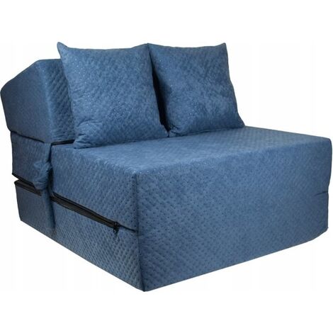 Colchón de invitados de lujo - azul marino - colchón de camping - colchón de viaje - colchón plegable - 200 x 70 x 15 - con almohadas (1/3)