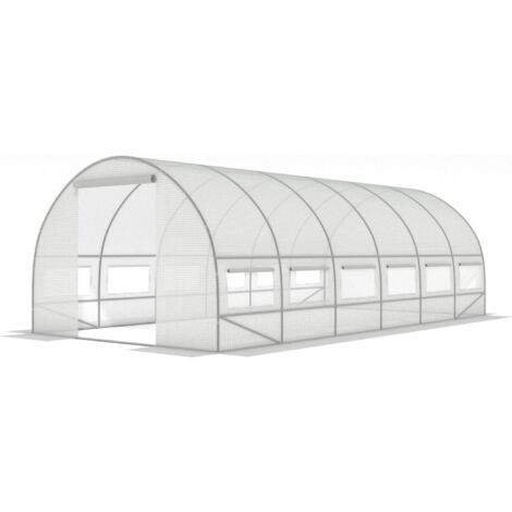 Invernadero de túnel de aluminio con ventanas 600 x 300 x 200 cm Blanco