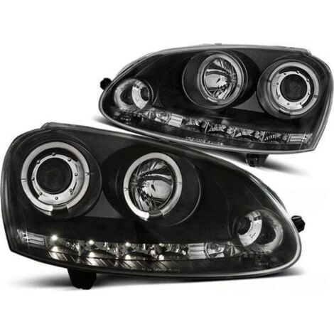Faros doble halo llantas VW GOLF 5 10 03-09 ANGEL EYES NEGRO