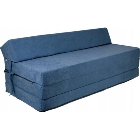 Colchón plegable con almohada - Funda lavable - 200cm x 120cm x 10cm - Azul marino