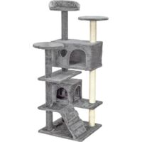 Rascador y casa de juegos - gatos - gris - 131 cm de altura