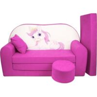 Juego de sofá cama para niños - colchón de invitados - sofá - 170 x 100 x 8 - sofá cama - rosa - caballo