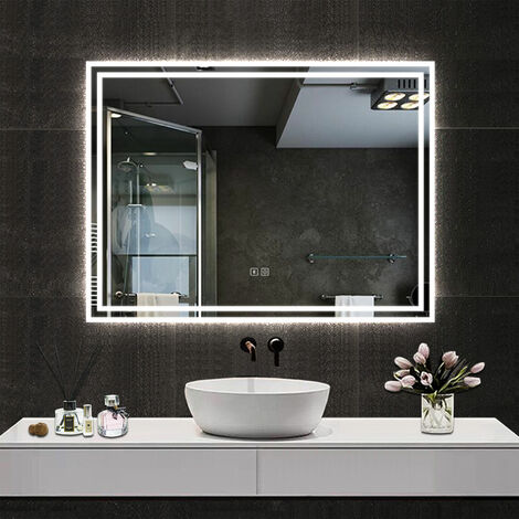 500X700mm LED Bathroom Mirrors with Bluetooth Speaker Adjustable Colors, Anti-Fog, 6500K Cool White Light + 4600K Warm White Light + 2700K Warm Light