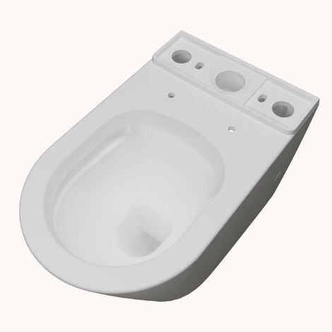 Acezanble Bathroom Back to Wall White Ceramic Rimless Close Coupled Toilet Soft Close Seat Round WC Dual Flush Cistern