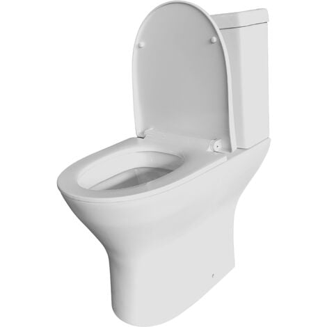 Acezanble Close Coupled Ceramic Toilet Modern Bathroom Round Soft Close Seat WC Pan Dual Flush Cistern