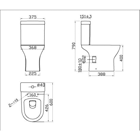 Acezanble Close Coupled Ceramic Toilet Modern Bathroom Round Soft Close Seat WC Pan Dual Flush Cistern