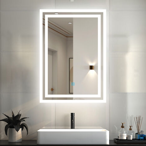 Acezanble 700x500mm Illiuminated Bathroom Mirrors with LED Lights, Anti-fog, Touch Switch, 6000K Cool White Light, Makeup Vanity Mirror