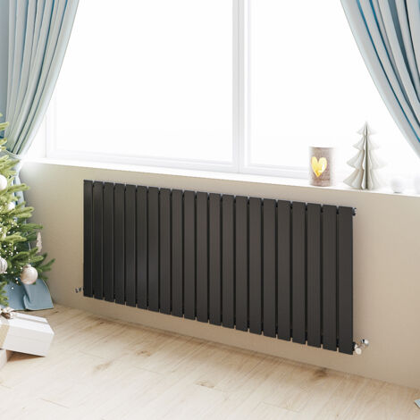 Acezanble Horizontal Flat Panel Radiator Central Heating Rad 600x1428mm Single Black
