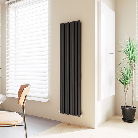 Acezanble Vertical Oval Column Radiator Central Heating Rad 1800x427mm Double Black (1/5)
