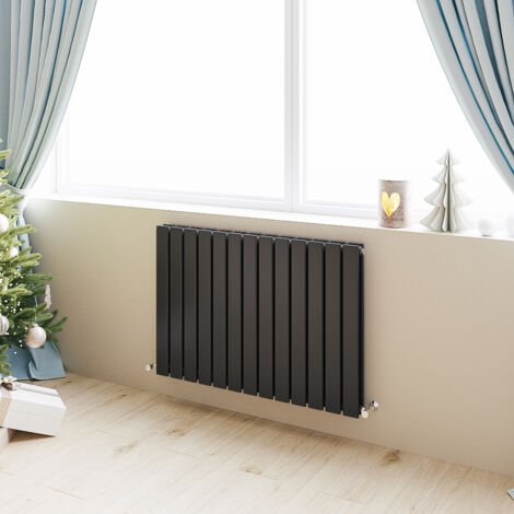 Acezanble Horizontal Flat Panel Radiator Central Heating Rad 600x884mm Double Black