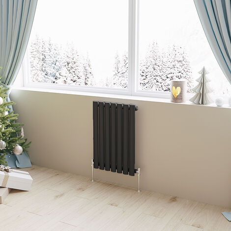 Acezanble Horizontal Oval Column Radiator Central Heating Rad 600x413mm Single Black