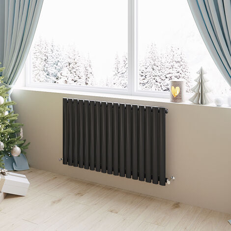 Acezanble Horizontal Oval Column Radiator Central Heating Rad 600x1003mm Single Black