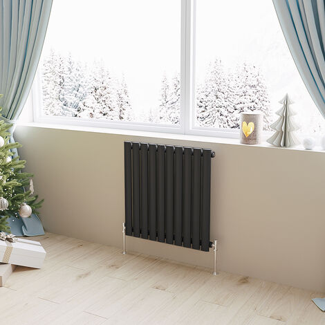 Acezanble Horizontal Oval Column Radiator Central Heating Rad 600x590mm Single Black