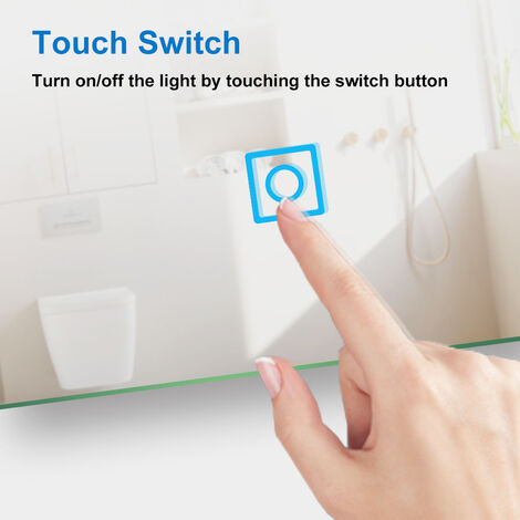 Acezanble Bathroom LED Mirror 700 x 500 mm Bathroom Mirror with Demister Pad Touch Switch Horizontal/Vertical