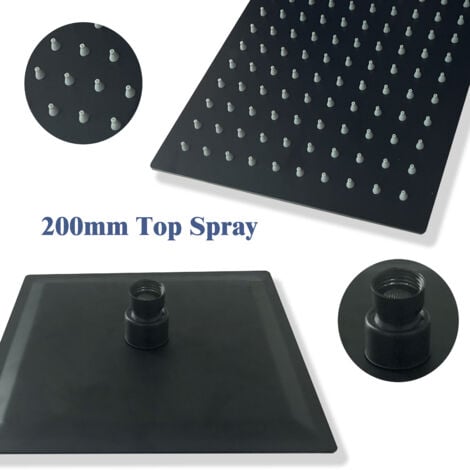 Acezanble Thermostatic Mixer Shower Set Black All Square Exposed Valve Twin Head