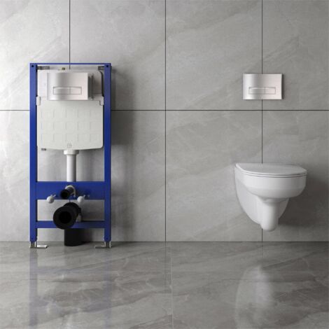 Acezanble 1.14M Concealed Cistern Frame Rimless Wall Hung Toilet Set (1/5)