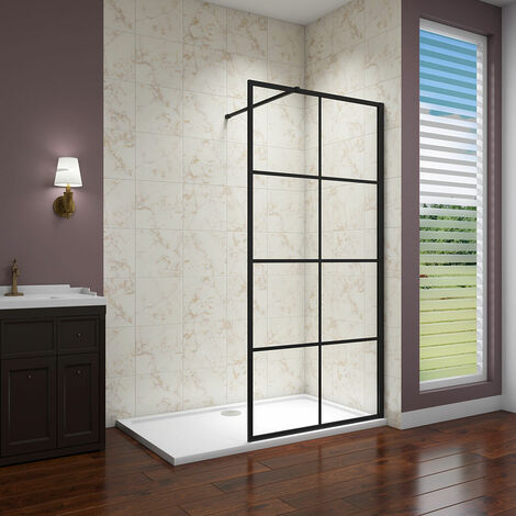 Acezanble 900x1850mm Black Walk In Wet room 8mm Nano Glass Screen (1/4)