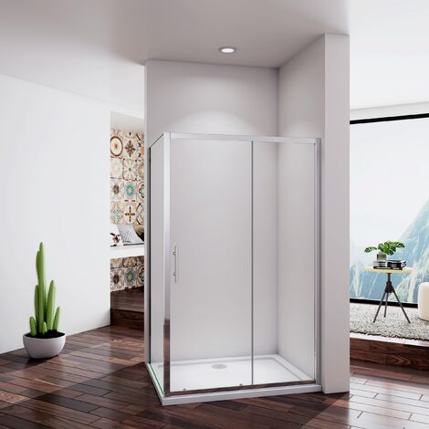 Acezanble Cabine de douche coulissante 120x70x190cm,hauteur:190cm porte de douche coulissante et paroi latérale (1/5)