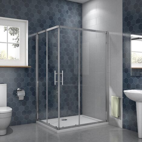 Acezanble cabine de douche 110x70x195cm porte de douche coulissante en verre anticalcaire (1/5)