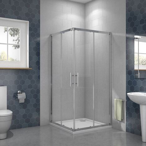Acezanble cabine de douche carrée 70x70x195cm porte de douche coulissante en verre anticalcaire (1/5)