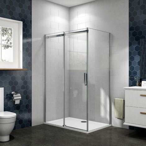 Acezanble Cabine de douche coulissante 130x70x195cm,8mm verre anticalcaire