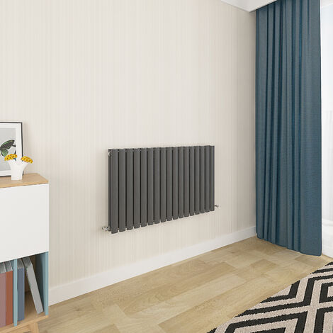 Acezanble Anthracite Oval Column Radiator 600 x 1003mm Double Panel