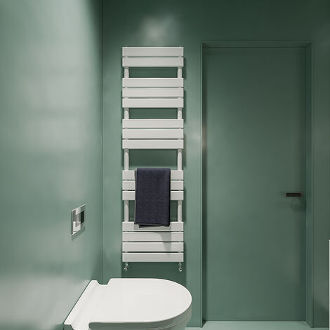 Acezanble White Flat Panel Heated Towel Rail Bathroom Ladder Radiator 1600 x 450mm (1/3)