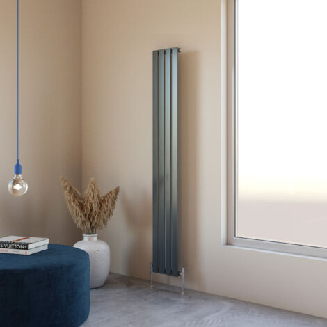 Acezanble 1800x272mm Single Anthracite Vertical Flat Panel Central Heating Designer Radiator