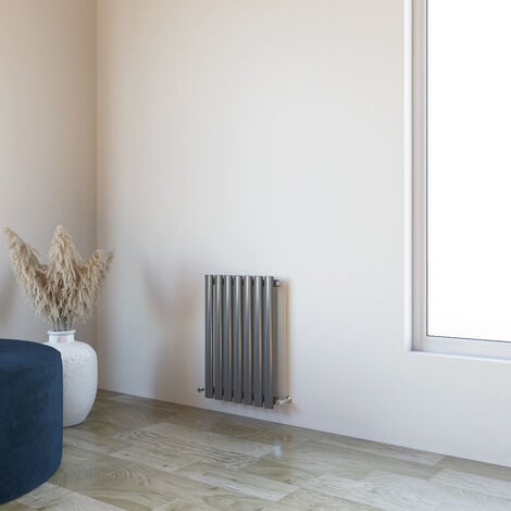 Acezanble Horizontal Radiator Oval Column Designer Central Heating 600x413mm Single Anthracite