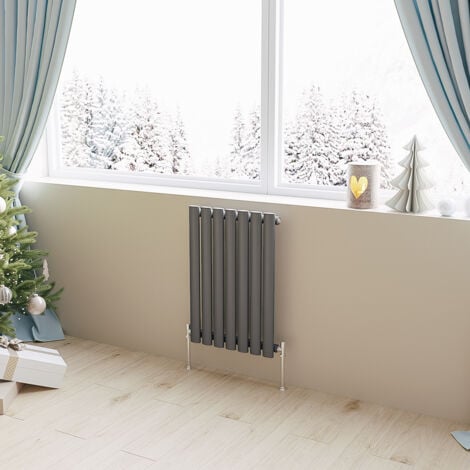 Acezanble Horizontal Radiator Oval Column Designer Central Heating 600x413mm Single Anthracite