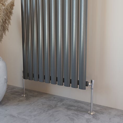 Acezanble Horizontal Radiator Oval Column Designer Central Heating 600x413mm Single Anthracite
