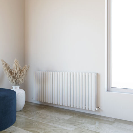 Acezanble 600x1416mm Double White Horizontal Oval Column Central Heating Designer Radiator (1/5)