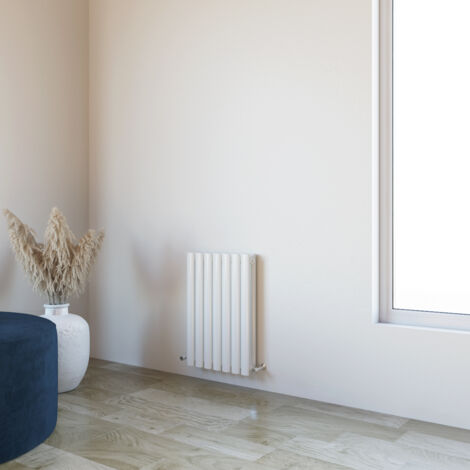 Acezanble 600x413mm Double White Horizontal Oval Column Central Heating Designer Radiator (1/5)