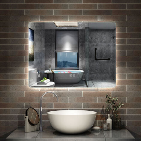 Bluetooth Bathroom LED Mirror with Shaver Socket, Wall Mounted LED Bluetooth Mirror with 3 Colors Lighting Modes, Dimmable & Demister, 500x700mm Horizontal / Vertical
