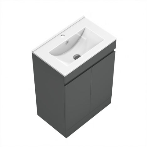 600mm Grey Bathroom Vanity Unit with Basin Sink Storage