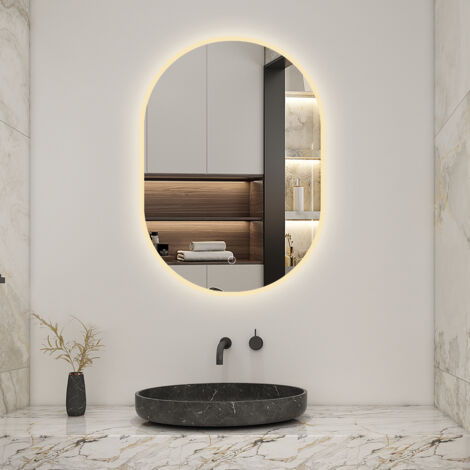 500x700mm Illuminated Led Bathroom Mirror with Demister Pad Oval Backlit Wall Mounted,Touch Sensor Switch
