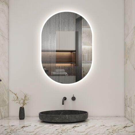 500x700mm Illuminated Led Bathroom Mirror with Demister Pad Oval Backlit Wall Mounted,Touch Sensor Switch