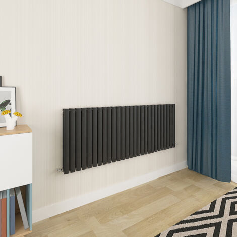 Acezanble Black Oval Column Radiator 600 x 1593mm Double Panel