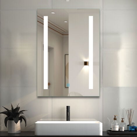 Bathroom LED Mirrors with Shaver Socket, Bathroom Mirror with 3 Colors ...