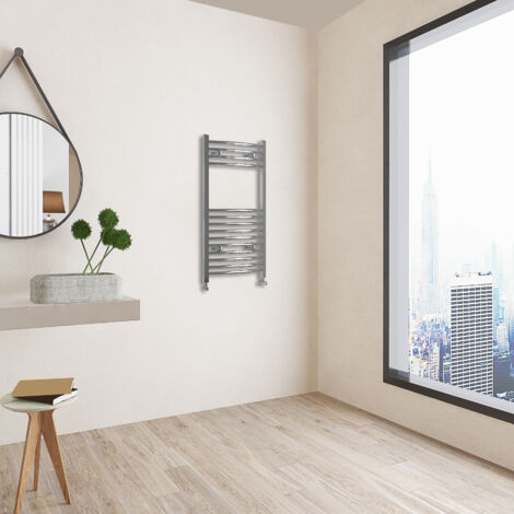 Acezanble 800x400mm(HxW) Chrome Curved Heated Towel Track Heated Towel Radiator (1/2)