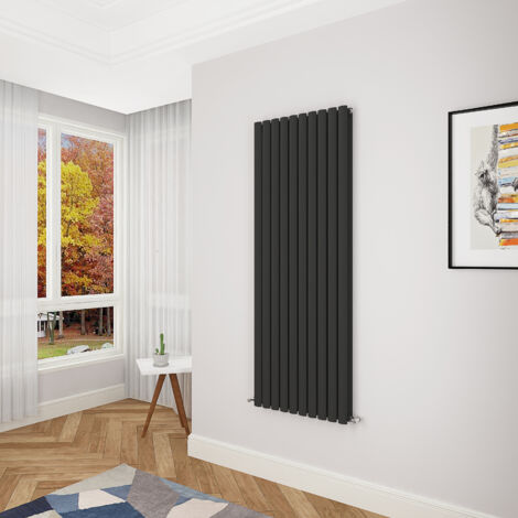 Acezanble Black Oval Column Radiator 1600 x 590mm Double Panel