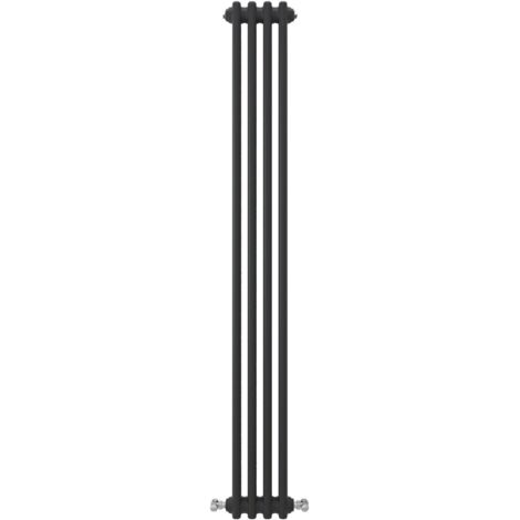 Acezanble Vertical Traditional Cast Iron Style Radiator 1500x200mm 3 Column Black