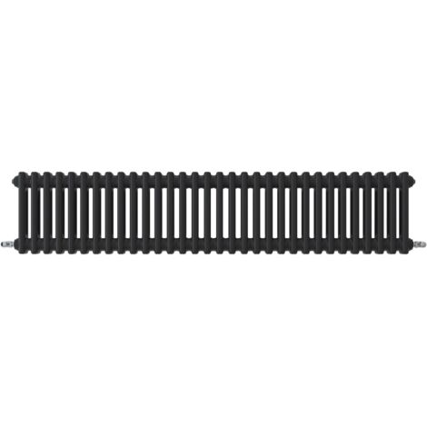Acezanble Horizontal Traditional Cast Iron Style Radiator 300x1460mm 2 Column Black