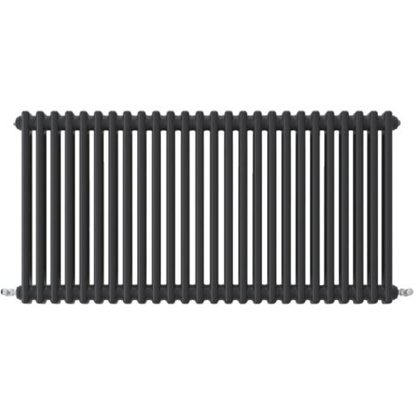 Acezanble Horizontal Traditional Cast Iron Style Radiator 600x1190mm 2 Column Black