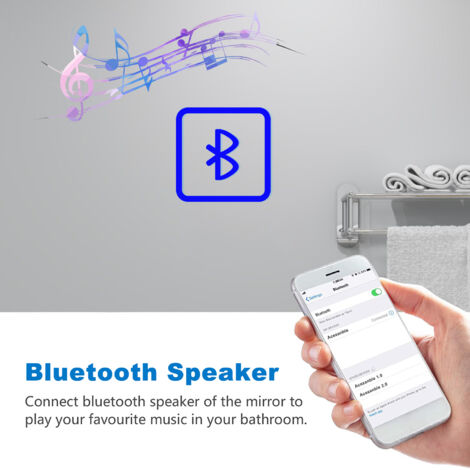 Bluetooth LED Bathroom Mirror with Shaver Socket, 3 Colours Lights Dimmable, 1200x700 mm Illuminated Bathroom Vanity Mirror, Demister, Wall Switch Touch Switch Smart Mirrors Horizontal Vertical
