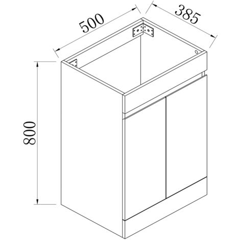 500mm Bathroom Vanity Unit With Wash Basin Resin Sink, 2 Double Door, High Gloss White, Cloakroom Storage Furniture Under Basin Cabinet, Floorstanding Cabinets