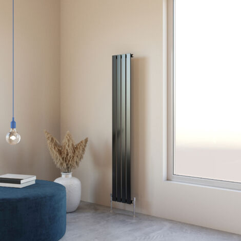 Acezanble 1600x272mm Single Black Vertical Flat Panel Central Heating Designer Radiator (1/5)