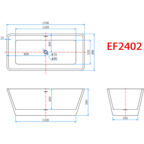 Acezanble White Acrylic Bathtub High Quality  Modern Freestanding Double Ended 1700x800mm