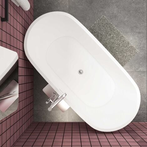 Acezanble White Acrylic Bathtub High Quality 1700 x800mm  Modern Freestanding Double Ended